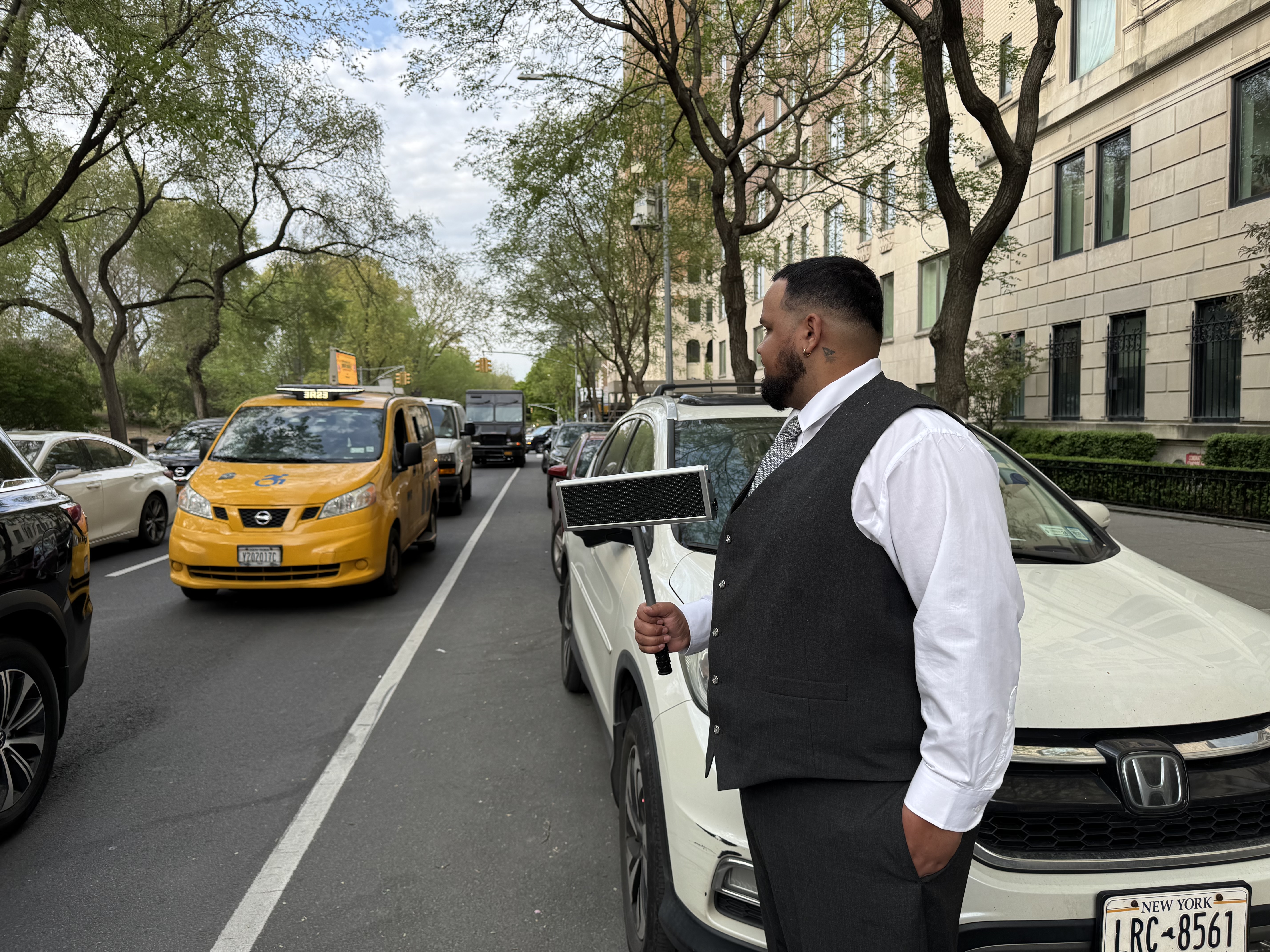 Valet curbside in Manhattan traffic